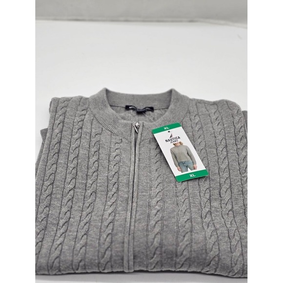 Nautica Sweaters - NEW Nautica Jeans Women's Cable Knit Full Zip Sweater Gray Size XL NWT